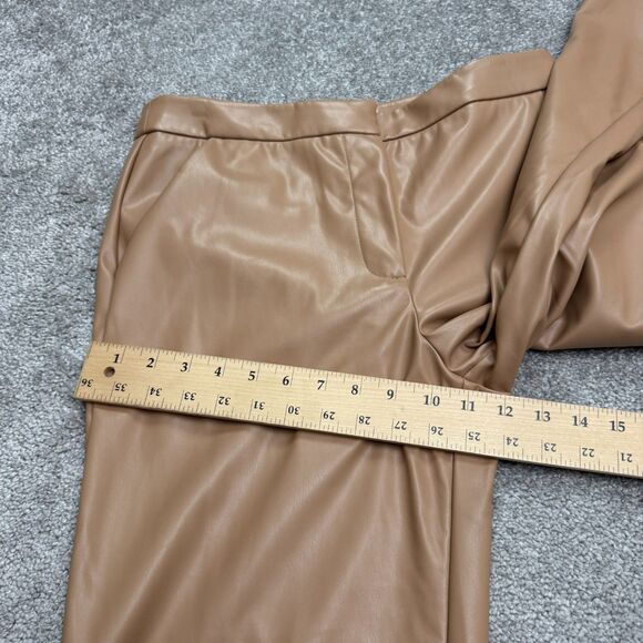 Alexia Admor Faux Leather Trouser Pants Women 9 Tan Camel Straight Leg High Rise - Picture 15 of 16